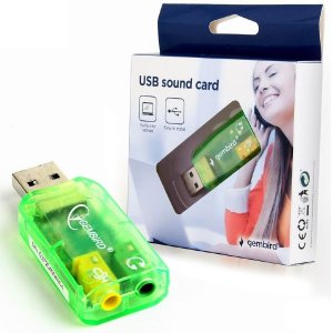 SCHEDA AUDIO ESTERNA USB 2.0 CON USCITA STEREO JACK 3,5mm ED ENTRATA MICROFONO JACK 3,5mm - COLORE VERDE SC-USB-01 GEMBIRD