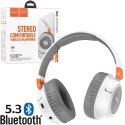 CUFFIA BLUETOOTH 5.3 - PADIGLIONI RIPIEGABILI, FASCIA REGOLABILE, MICROFONO INTEGRATO E SLOT SCHEDE TF E AUX BIANCO W43 HOCO