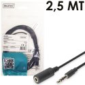 PROLUNGA AUDIO STEREO JACK 3,5mm MASCHIO / 3,5mm FEMMINA - LUNGHEZZA 2,5 METRI COLORE NERO DIGITUS AK-510200-030-S