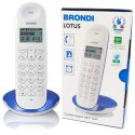 CORDLESS ECO DECT SEMPLICE ED AFFIDABILE CON MEMORIZZAZIONE CHIAMATE E VOLUME REGOLABILE BIANCO E BLU LOTUS BRONDI