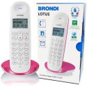 CORDLESS ECO DECT SEMPLICE ED AFFIDABILE CON MEMORIZZAZIONE CHIAMATE E VOLUME REGOLABILE BIANCO E MAGENTA LOTUS BRONDI