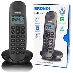 CORDLESS ECO DECT SEMPLICE ED AFFIDABILE CON MEMORIZZAZIONE CHIAMATE E VOLUME REGOLABILE COLORE NERO LOTUS BRONDI