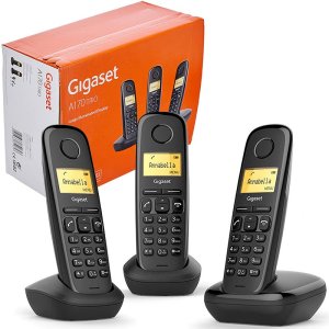 CORDLESS TRIO CON AMPIO DISPLAY ILLUMINATO, IDENTIFICATIVO CHIAMANTE E CRONOLOGIA DELLE CHIAMATE NERO A170 TRIO GIGASET BLISTER