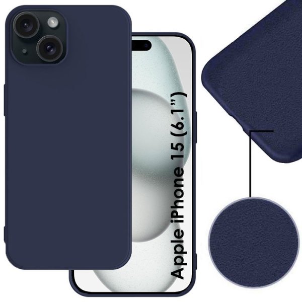 CUSTODIA per APPLE IPHONE 15 (6.1") IN SILICONE EFFETTO SOFT TOUCH CON INTERNO IN MICROFIBRA COLORE BLU