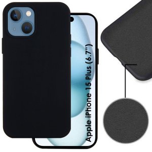 CUSTODIA per APPLE IPHONE 15 PLUS (6.7") IN SILICONE EFFETTO SOFT TOUCH CON INTERNO IN MICROFIBRA COLORE NERO