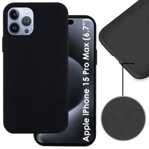 CUSTODIA per APPLE IPHONE 15 PRO MAX (6.7") IN SILICONE EFFETTO SOFT TOUCH CON INTERNO IN MICROFIBRA COLORE NERO