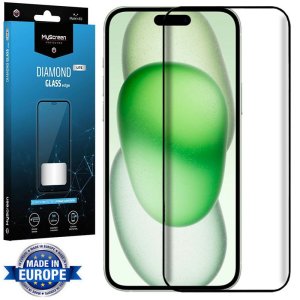 PELLICOLA per APPLE IPHONE 15 PLUS (6.7") - VETRO TEMPERATO FULL FACE 9H CORNICE NERA MYSCREEN DIAMOND LITE