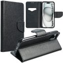 CUSTODIA per APPLE IPHONE 15 (6.1") - FLIP ORIZZONTALE CON INTERNO IN TPU, STAND, PORTA CARTE E CHIUSURA MAGNETICA COLORE NERO