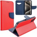 CUSTODIA per APPLE IPHONE 15 PRO MAX (6.7") - FLIP ORIZZONTALE CON INTERNO IN TPU, STAND, PORTA CARTE E CHIUSURA MAGNETICA ROSSO