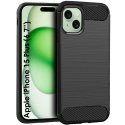 CUSTODIA per APPLE IPHONE 15 PLUS (6.7") IN GEL TPU EFFETTO METALLICO CON INSERTI IN FANTASIA CARBONIO COLORE NERO