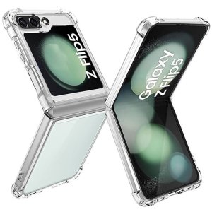 CUSTODIA per SAMSUNG GALAXY Z FLIP 5 (F731) TRASPARENTE COMPOSTA DA 2 PARTI RIGIDE CON CORNICE IN SILICONE RINFORZATA ANTI SHOCK