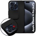 CUSTODIA per APPLE IPHONE 15 PRO (6.1") IN TPU SILICONE CON SLOT PER FOTOCAMERA SCORREVOLE E INTERNO IN MICROFIBRA NERO