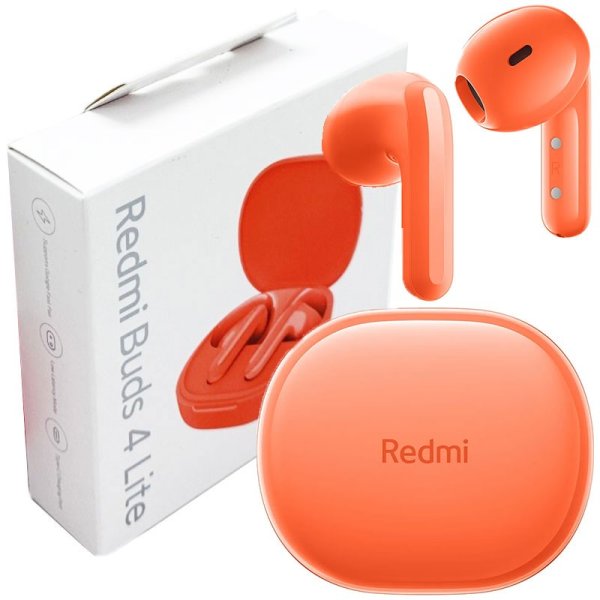 AURICOLARI BLUETOOTH 5.3 XIAOMI REDMI BUDS 4 LITE CON SUPPORTO PER GOOGLE FAST PAIR E MODALITA' BASSA LATENZA ARANCIO BHR7115GL