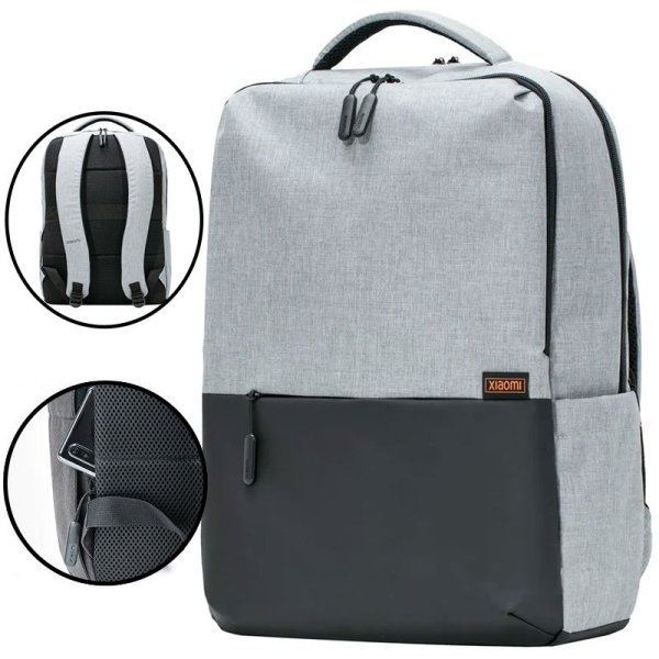 ZAINO ORIGINALE XIAOMI COMMUTER BACKPACK PER NOTEBOOK FINO A 15.6" SOTTILE, CAPIENTE E IMPERMEABILE GRIGIO CHIARO BHR4904GL