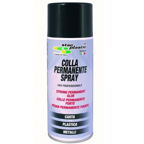 COLLA SPRAY PERMANENTE FORTE 400ml  PER MATERIALI LEGGERI E PASANTI - COLORE GIALLO PAGLIERINO A02013 STAC PLASTIC