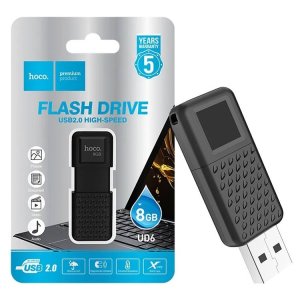 PEN DRIVE 8GB USB 2.0 HIGH SPEED CON MECCANISMO RETRATTILE A SCORRIMENTO COLORE NERO UD6 HOCO