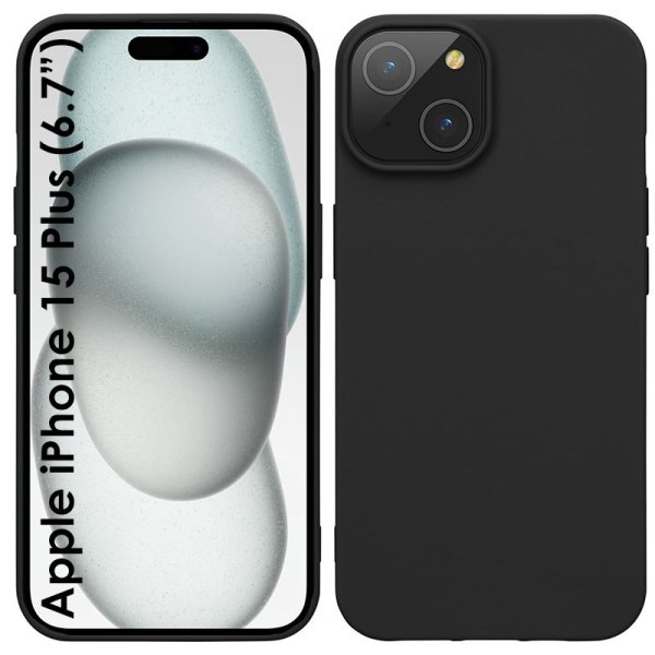 CUSTODIA per APPLE IPHONE 15 PLUS (6.7") IN GEL TPU SILICONE SLIM COLORE NERO SATINATO