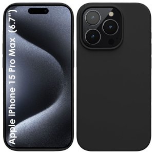 CUSTODIA per APPLE IPHONE 15 PRO MAX (6.7") IN GEL TPU SILICONE SLIM COLORE NERO SATINATO