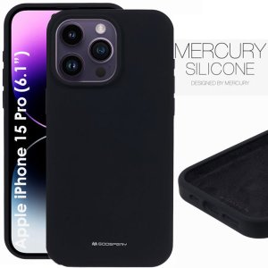 CUSTODIA per APPLE IPHONE 15 PRO (6.1") IN SILICONE CON INTERNO IN MICROFIBRA COLORE NERO ALTA QUALITA' MERCURY BLISTER