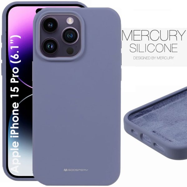 CUSTODIA per APPLE IPHONE 15 PRO (6.1") IN SILICONE CON INTERNO IN MICROFIBRA COLORE LAVANDA ALTA QUALITA' MERCURY BLISTER