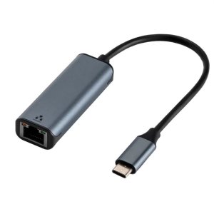 ADATTATORE DI RETE DA USB-C A GIGABIT ETHERNET - LUNGHEZZA CAVO 15 CM COLORE NERO E GRIGIO IN ALLUMINIO OEM-C6 ART