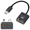 ADATTATORE AUDIO DA USB-C (M) A 2 JACK 3,5mm (F) - LUNGHEZZA CAVO 15 CM CON CORPO IN ALLUMINIO COLORE GRIGIO E NERO EC1645 EWENT