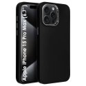 CUSTODIA per APPLE IPHONE 15 PRO MAX (6.7") IN GEL TPU SILICONE COLORE NERO CON CORNICE FOTOCAMERA E COPRI TASTI METALLIZZATI