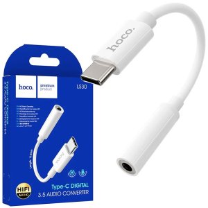 ADATTATORE DA TYPE-C A JACK 3,5mm per DISPOSITIVI CON CONNETTORE TYPE-C - LUNGHEZZA CAVO 11,5 CM BIANCO LS30 HOCO