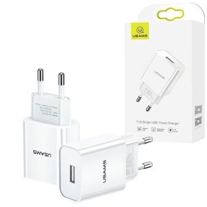 CARICATORE DA RETE 2100mAh CON 1 PORTA USB FAST CHARGING COLORE BIANCO US-CC075 USAMS