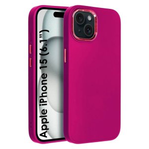 CUSTODIA per APPLE IPHONE 15 (6.1") IN GEL TPU SILICONE COLORE BORDEAUX CON CORNICE FOTOCAMERA E COPRI TASTI METALLIZZATI