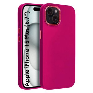 CUSTODIA per APPLE IPHONE 15 PLUS (6.7") IN GEL TPU SILICONE COLORE BORDEAUX CON CORNICE FOTOCAMERA E COPRI TASTI METALLIZZATI