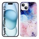 CUSTODIA per APPLE IPHONE 15 (6.1") IN GEL TPU SILICONE FANTASIA GALASSIA CON SCAGLIE D'ORO