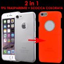 CUSTODIA 2 IN 1 per APPLE IPHONE 7, IPHONE 8 (4.7") - GEL TPU SEMITRASPARENTE + SCOCCA RIGIDA RIMOVIBILE ARANCIONE