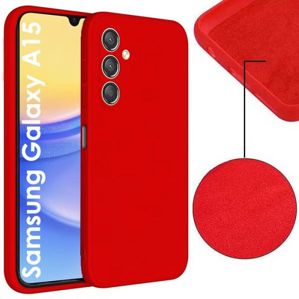 CUSTODIA per SAMSUNG GALAXY A15 (4G/5G) IN SILICONE EFFETTO SOFT TOUCH CON INTERNO IN MICROFIBRA COLORE ROSSO