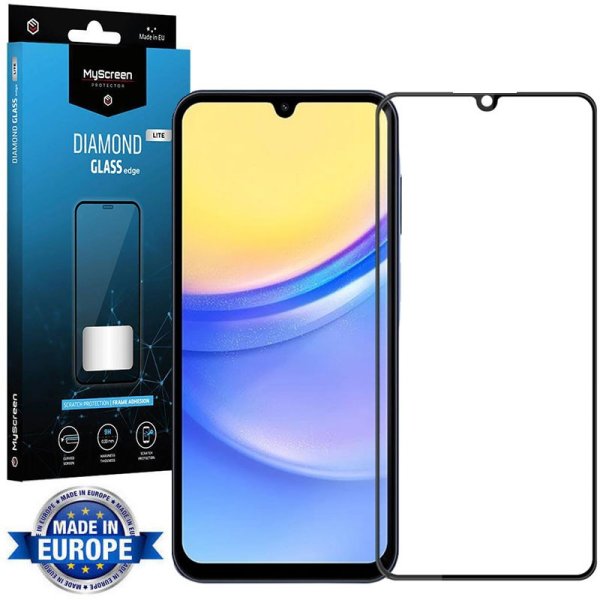 PELLICOLA per SAMSUNG GALAXY A15 (4G/5G) IN VETRO TEMPERATO FULL FACE 9H - FULL GLUE CON CORNICE NERA MYSCREEN DIAMOND LITE