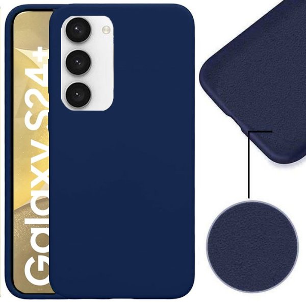 CUSTODIA per SAMSUNG GALAXY S24 PLUS (SM-S926) IN SILICONE EFFETTO SOFT TOUCH CON INTERNO IN MICROFIBRA COLORE BLU