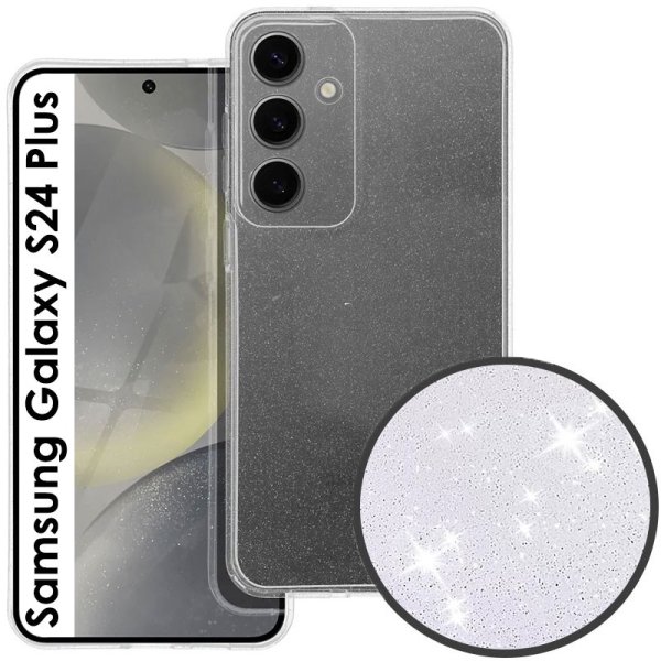 CUSTODIA per SAMSUNG GALAXY S24 PLUS (SM-S926) IN GEL TPU SILICONE 2mm TRASPARENTE CON GLITTER