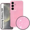 CUSTODIA per SAMSUNG GALAXY S24 (SM-S921) IN GEL TPU SILICONE 2mm CON INTERNO IN MICROFIBRA COLORE ROSA CON GLITTER