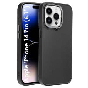 CUSTODIA per APPLE IPHONE 14 PRO (6.1") IN GEL TPU SILICONE COLORE NERO CON CORNICE FOTOCAMERA E COPRI TASTI METALLIZZATI