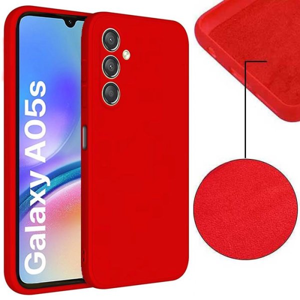 CUSTODIA per SAMSUNG GALAXY A05s (SM-A057) IN SILICONE EFFETTO SOFT TOUCH CON INTERNO IN MICROFIBRA COLORE ROSSO