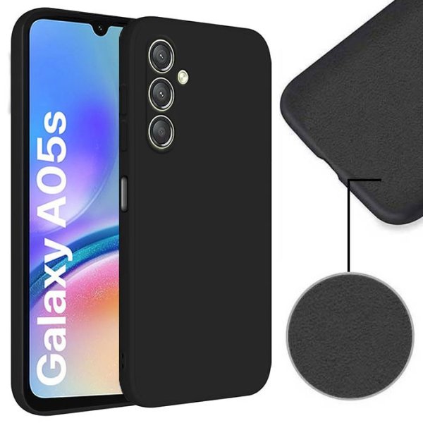 CUSTODIA per SAMSUNG GALAXY A05s (SM-A057) IN SILICONE EFFETTO SOFT TOUCH CON INTERNO IN MICROFIBRA COLORE NERO