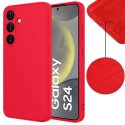 CUSTODIA per SAMSUNG GALAXY S24 (SM-S921) IN SILICONE EFFETTO SOFT TOUCH CON INTERNO IN MICROFIBRA COLORE ROSSO