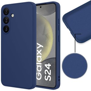 CUSTODIA per SAMSUNG GALAXY S24 (SM-S921) IN SILICONE EFFETTO SOFT TOUCH CON INTERNO IN MICROFIBRA COLORE BLU