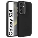 CUSTODIA per SAMSUNG GALAXY S24 (SM-S921) IN GEL TPU SILICONE COLORE NERO CON CORNICE FOTOCAMERA E COPRI TASTI METALLIZZATI