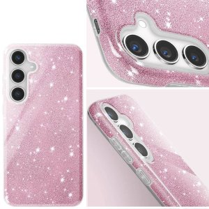 CUSTODIA per SAMSUNG GALAXY S24 (SM-S921) IN GEL TPU SILICONE COLORE ROSA CON BRILLANTINI