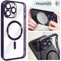 CUSTODIA per APPLE IPHONE 15 PRO IN TPU A 360° (COMPRESE FOTOCAMERE) DETTAGLI CROMATI VIOLA E COMPATIBILE CON RICARICA MAGSAFE