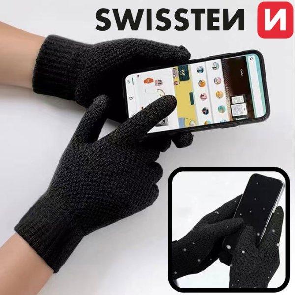 GUANTI INVERNALI PER TOUCH SCREEN DA UOMO COLORE NERO 79005010 SWISSTEN