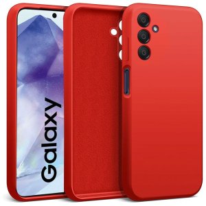 CUSTODIA per SAMSUNG GALAXY A55 (SM-A556) IN SILICONE EFFETTO SOFT TOUCH CON INTERNO IN MICROFIBRA COLORE ROSSO