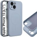 CUSTODIA per APPLE IPHONE 15 (6.1") IN TPU SILICONE - COMPATIBILE CON RICARICA MAGSAFE E INTERNO IN MICROFIBRA COLORE AZZURRO