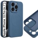 CUSTODIA per APPLE IPHONE 15 PRO (6.1") IN TPU SILICONE - COMPATIBILE CON RICARICA MAGSAFE E INTERNO IN MICROFIBRA COLORE BLU